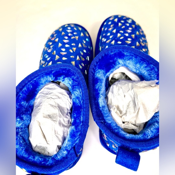 NWT Blue Rhinestone Embellished Fuzzy Boots w/ Sparkling Colored Gems & Faux Fur - Picture 11 of 12